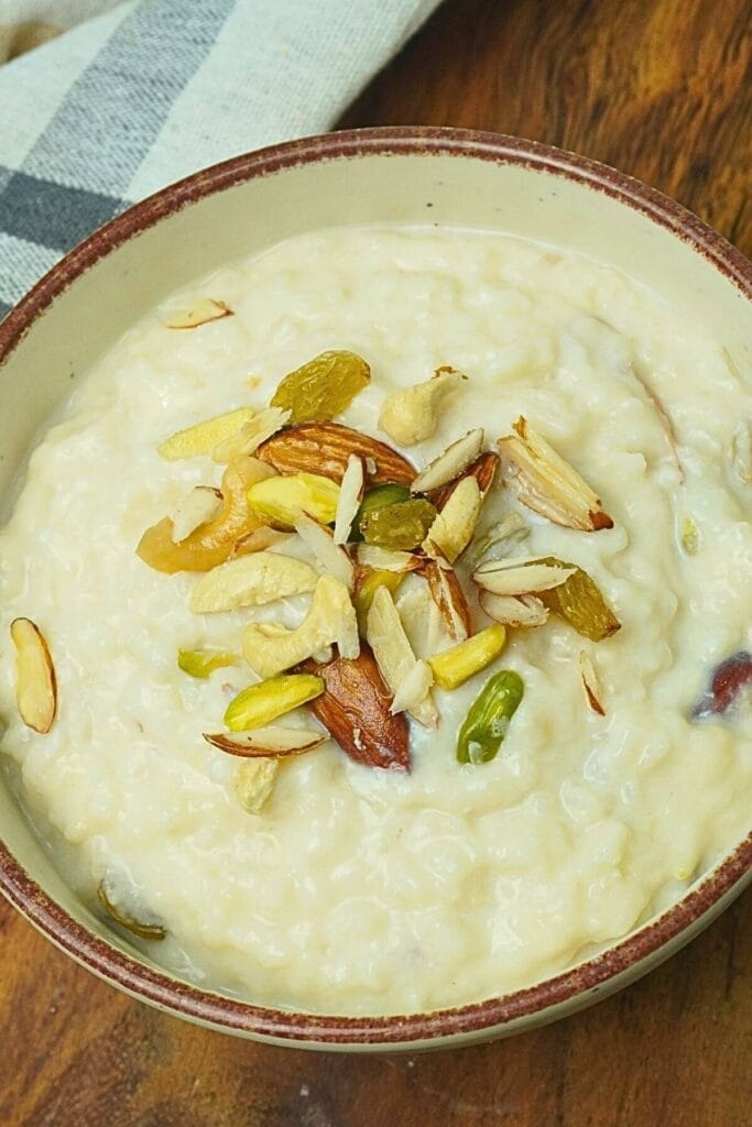 Rice Pudding Kheer recipe decoration