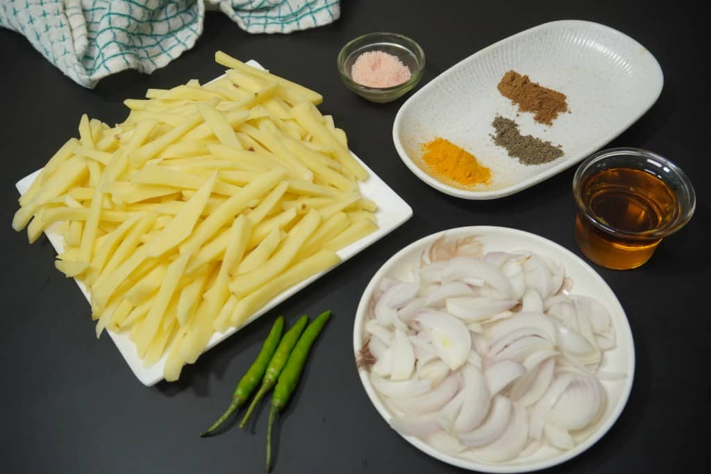Aloo Bhaji potato stir fry ingredients