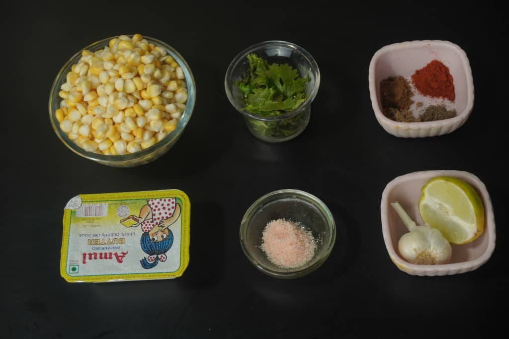 Garlic Butter Masala Corn chat ingredients