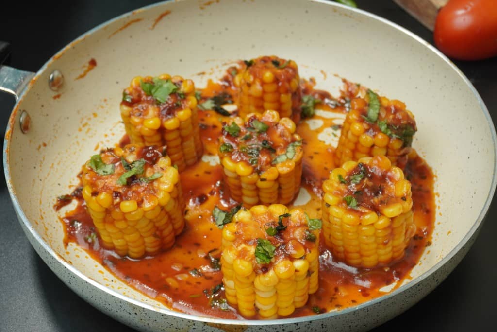 Spicy Garlic Butter Corn Bites cooking
