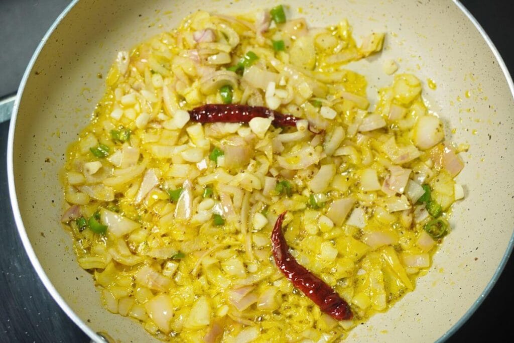 onion saute in pan