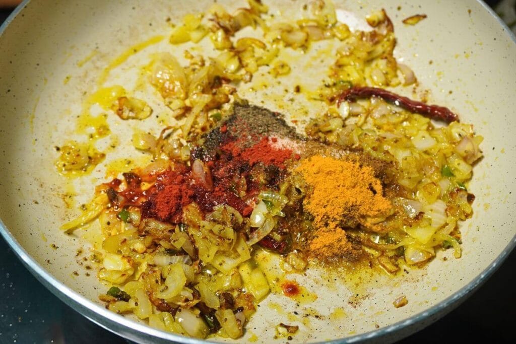 spices saute in pan