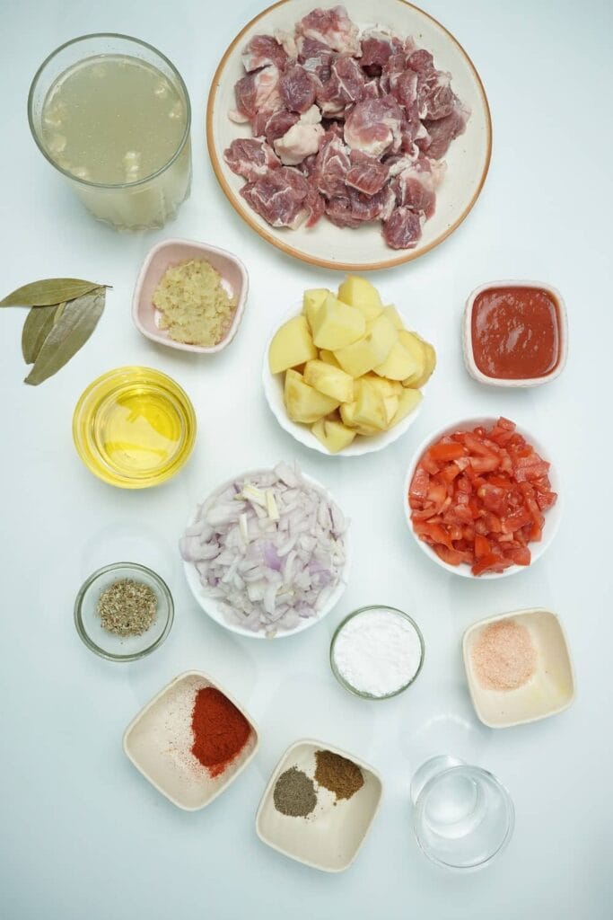 Ingredients for beef stew