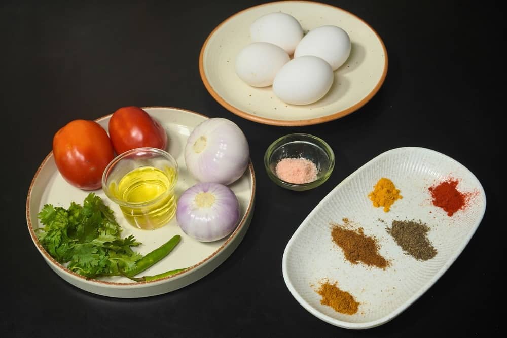 Spicy Indian Style Scrambled Eggs ingredients
