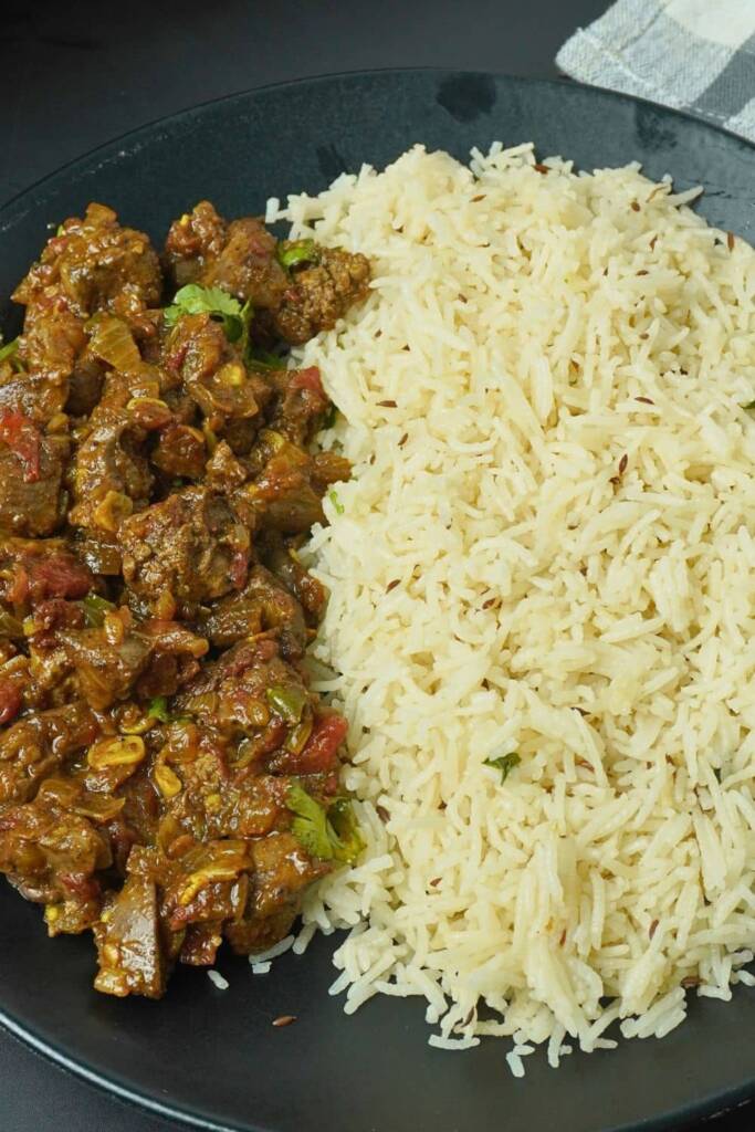 chicken liver kaleji pairing with jeera rice