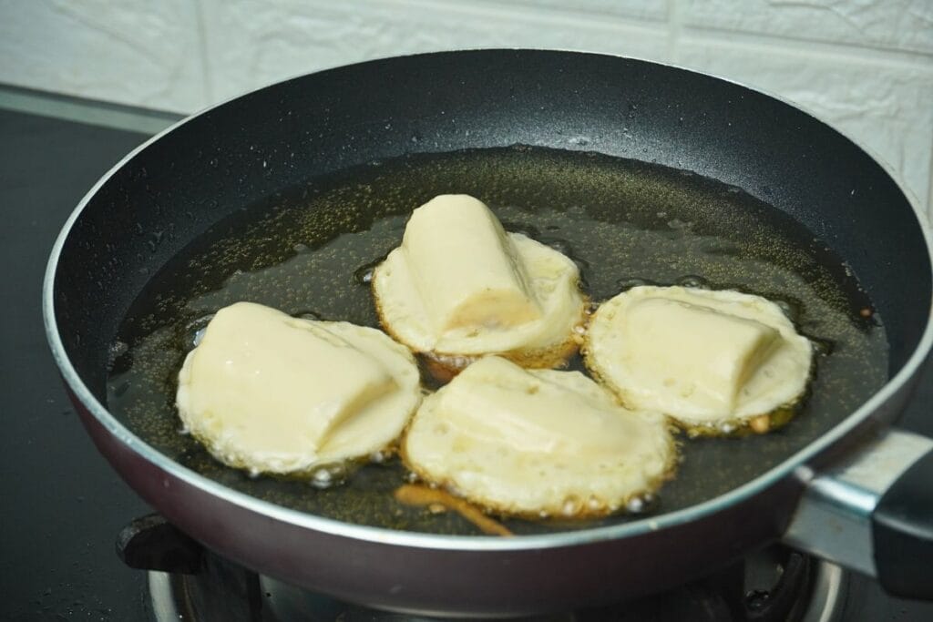 frying banana fritters