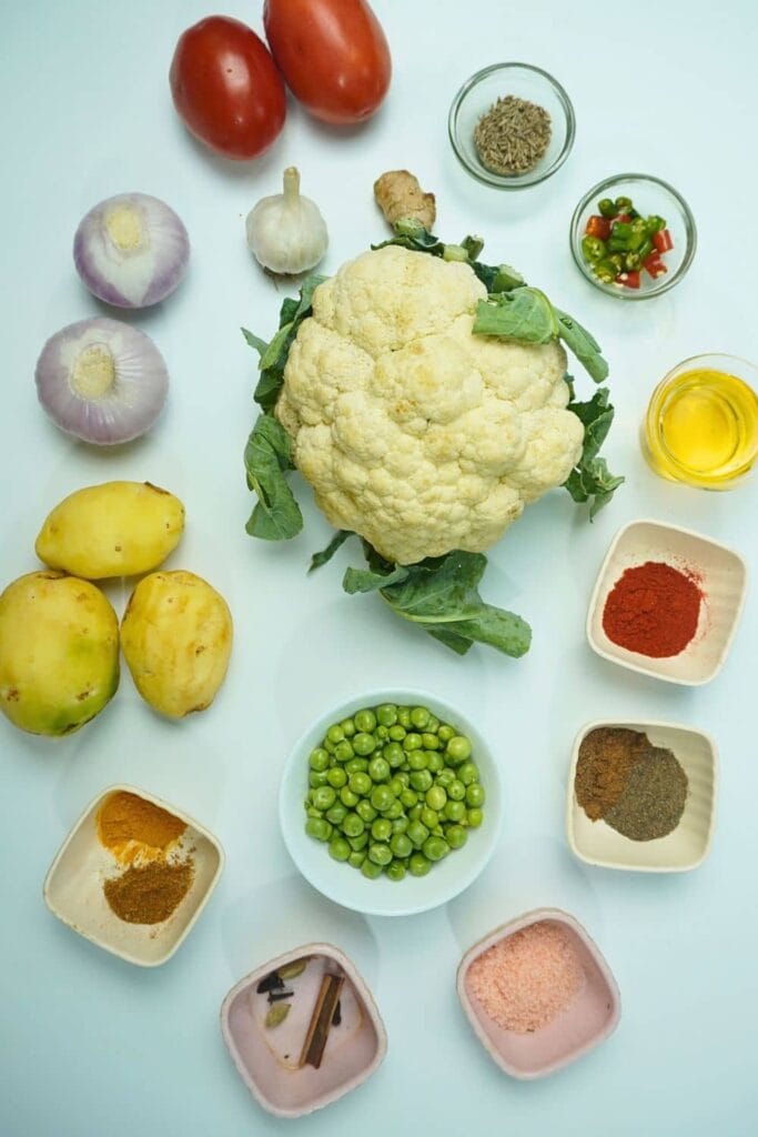 ingredients for aloo gobi Cauliflower Potatoes