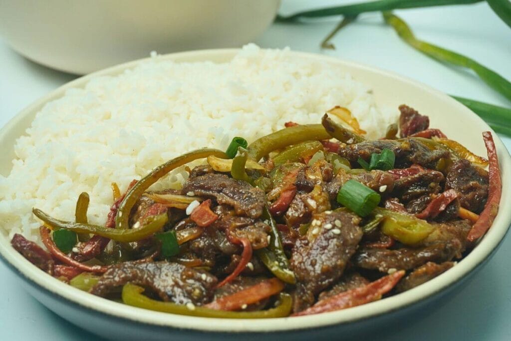 Beef Stir Fry serving in plate
