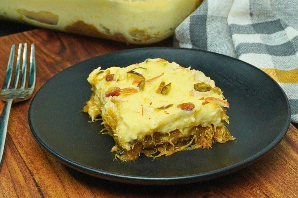 Custard Vermicelli Dessert in plate
