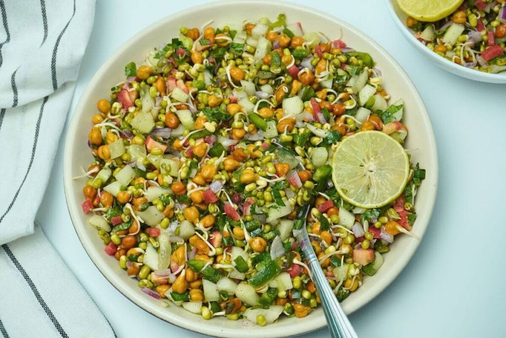Fresh Sprouted Lentil Chickpea Salad