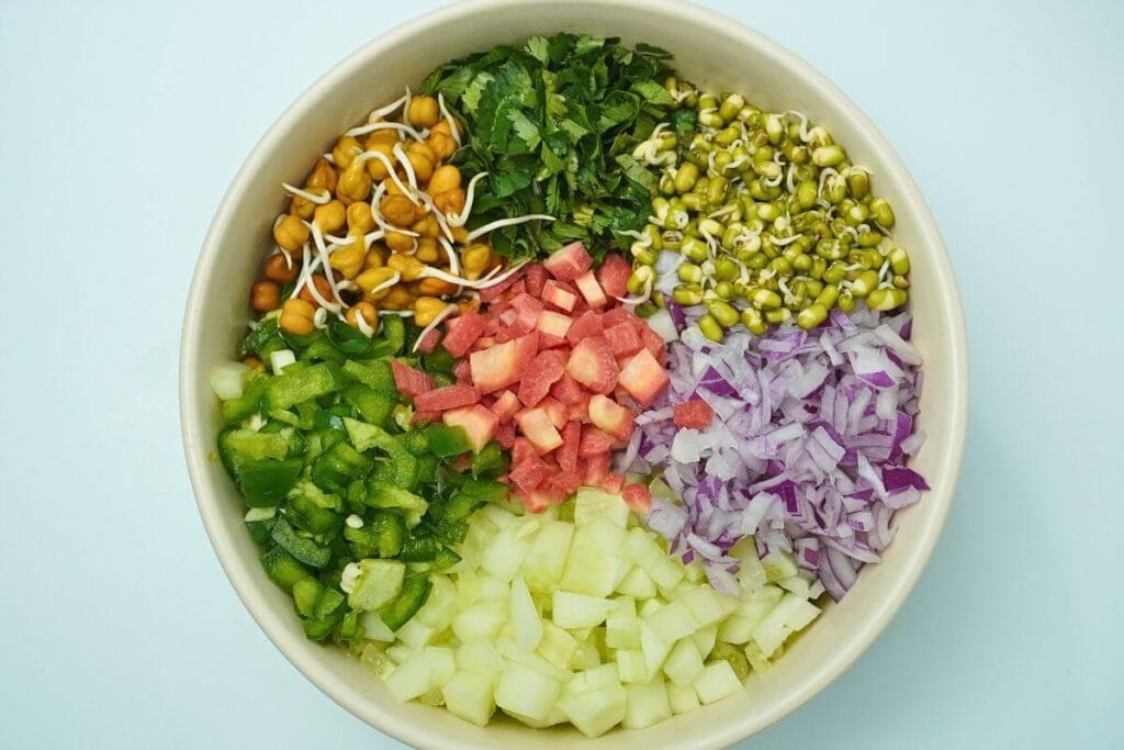 Fresh Sprouted Lentil & Chickpea Salad bowl