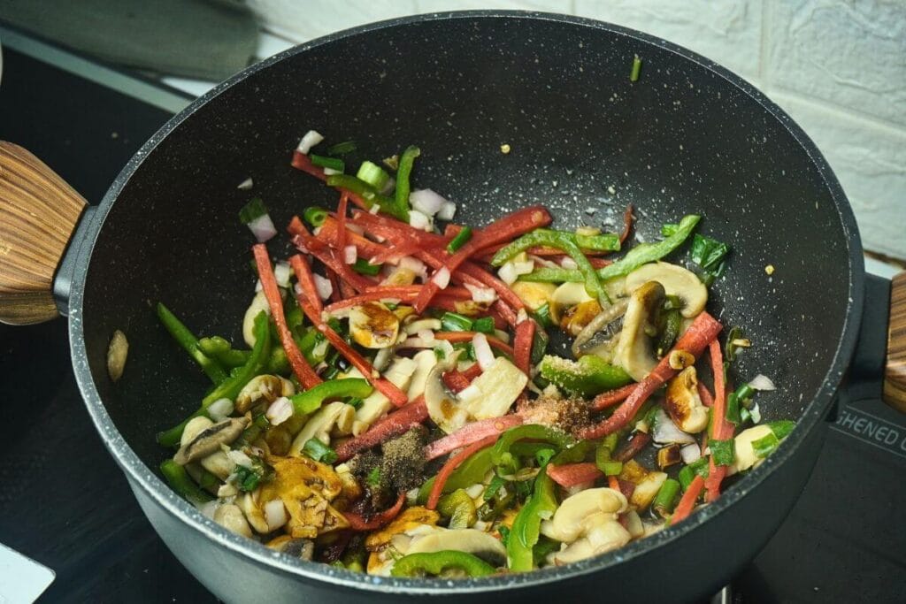 Fried rice with mushroom step 4
