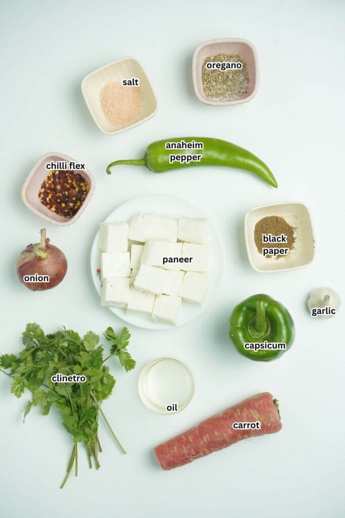 Ingredients for Paneer stir fry