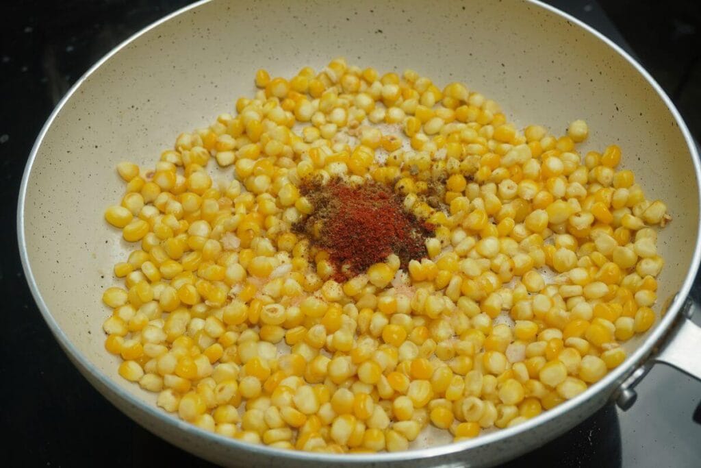 garlic butter masala corn added spices