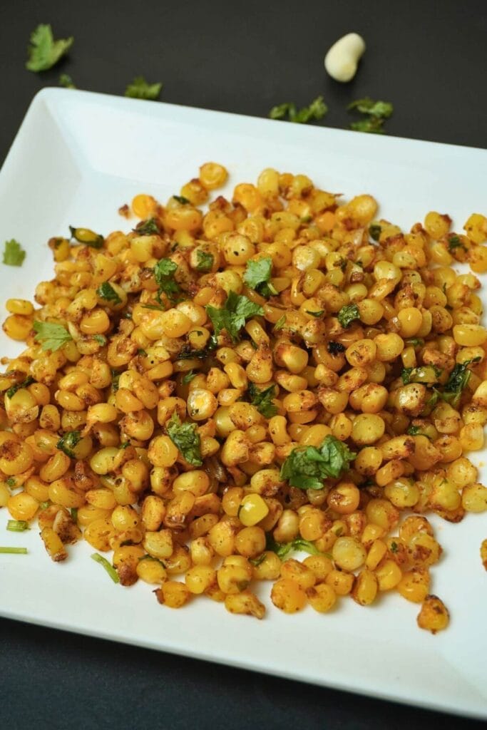 garlic butter masala corn serving
