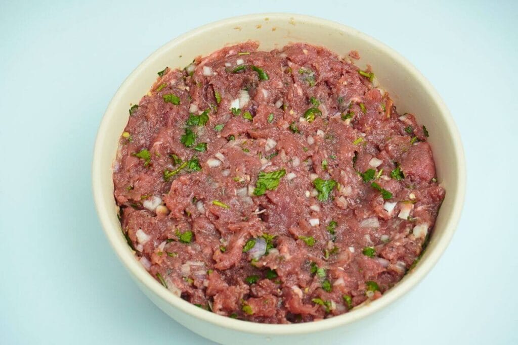 ground beef meatballs-all spices mixed