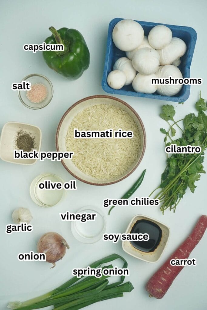 ingredients for mushroom fryed rice