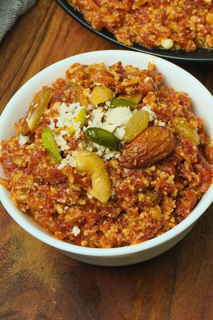serving Carrot Pudding Gajar Ka Halwa