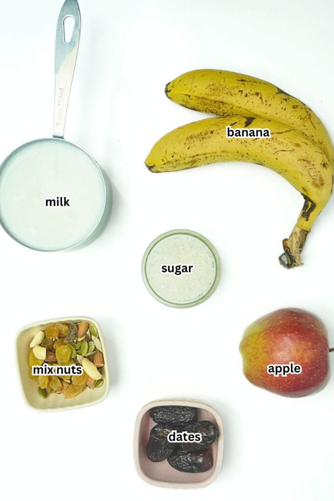 apple and banana smoothie ingredienst