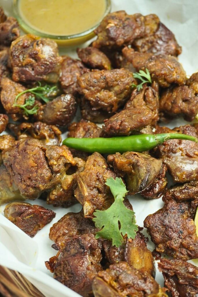 chicken liver fritters garnishing