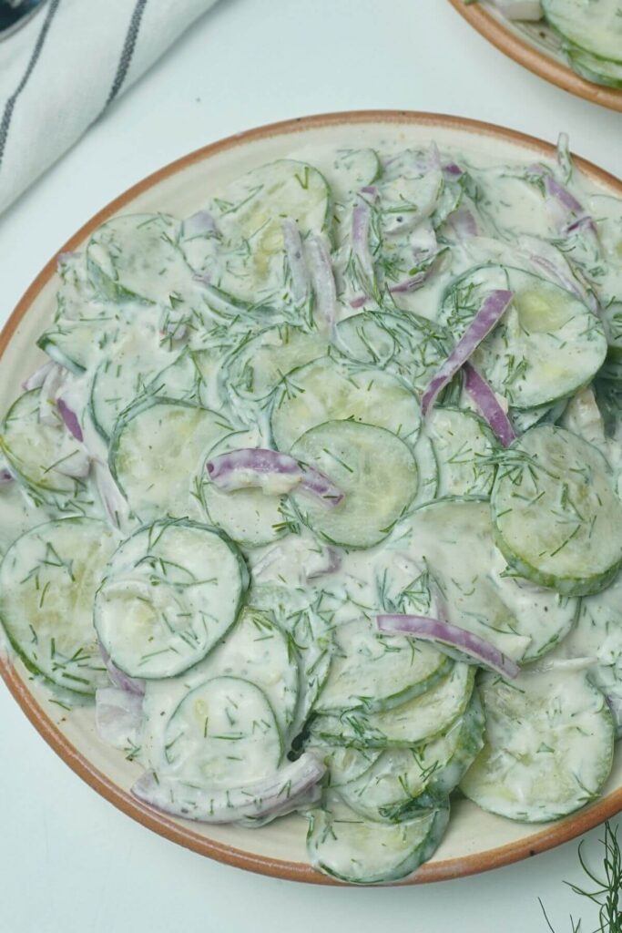 creamy cucumber salad ready