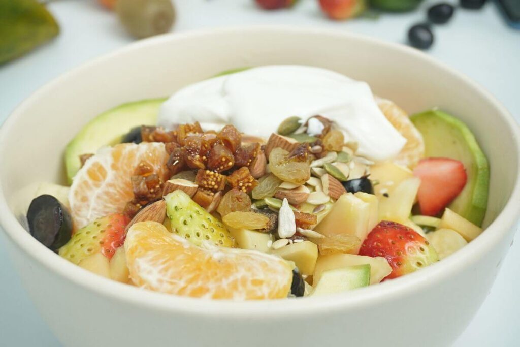 creamy fruit salad chopped all fruits and nuts