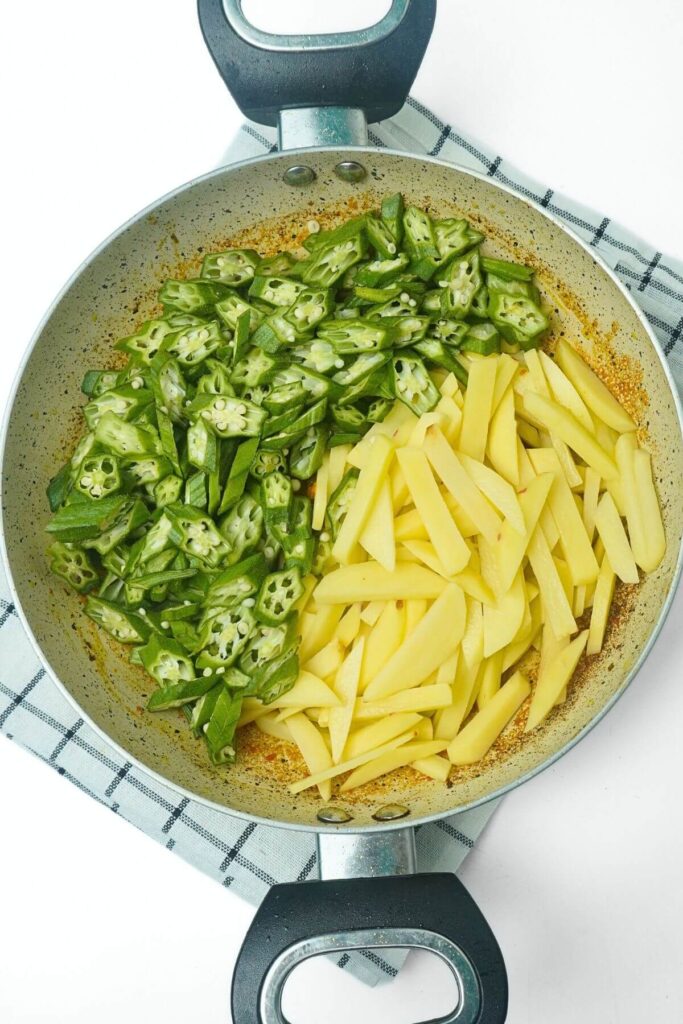 okra and potato stir fry add okra and potato