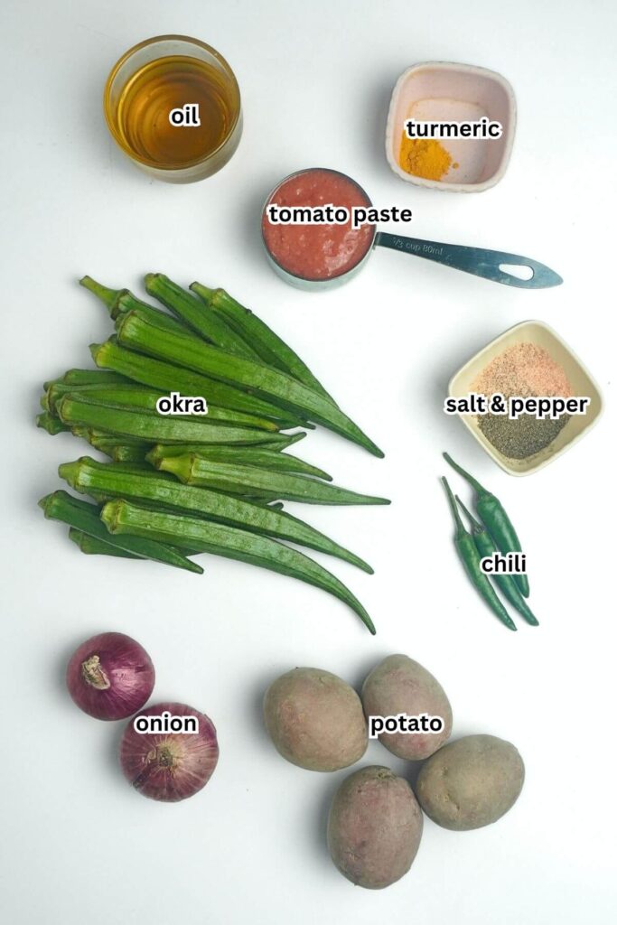 okra and potato stir fry ingredients list