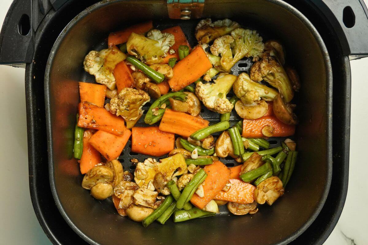 roasted vegetables in air fryer add in basket