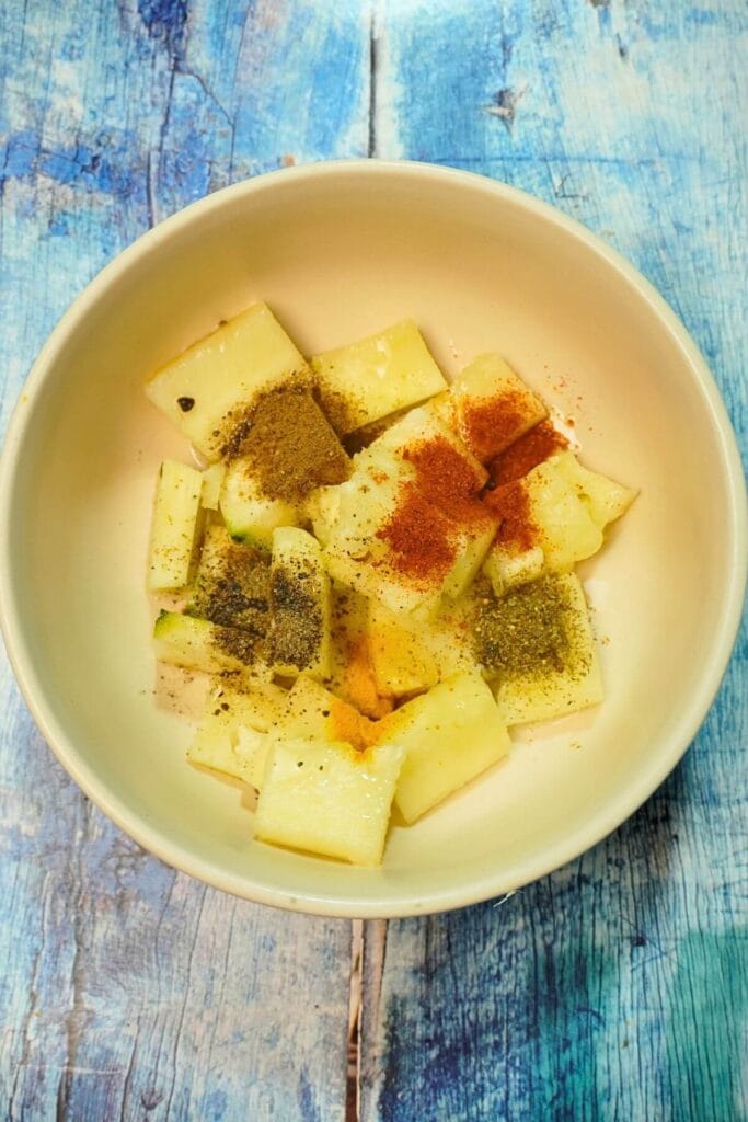 pineapple skeware in airfryer add spices