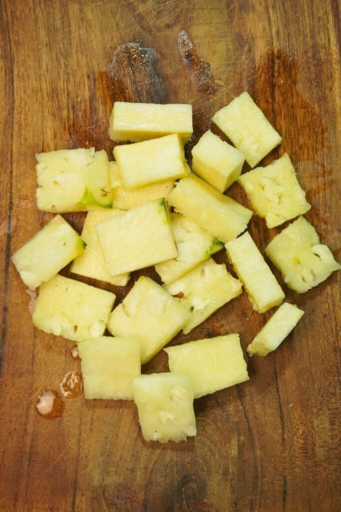pineapple skeware in airfryer cut into cubes