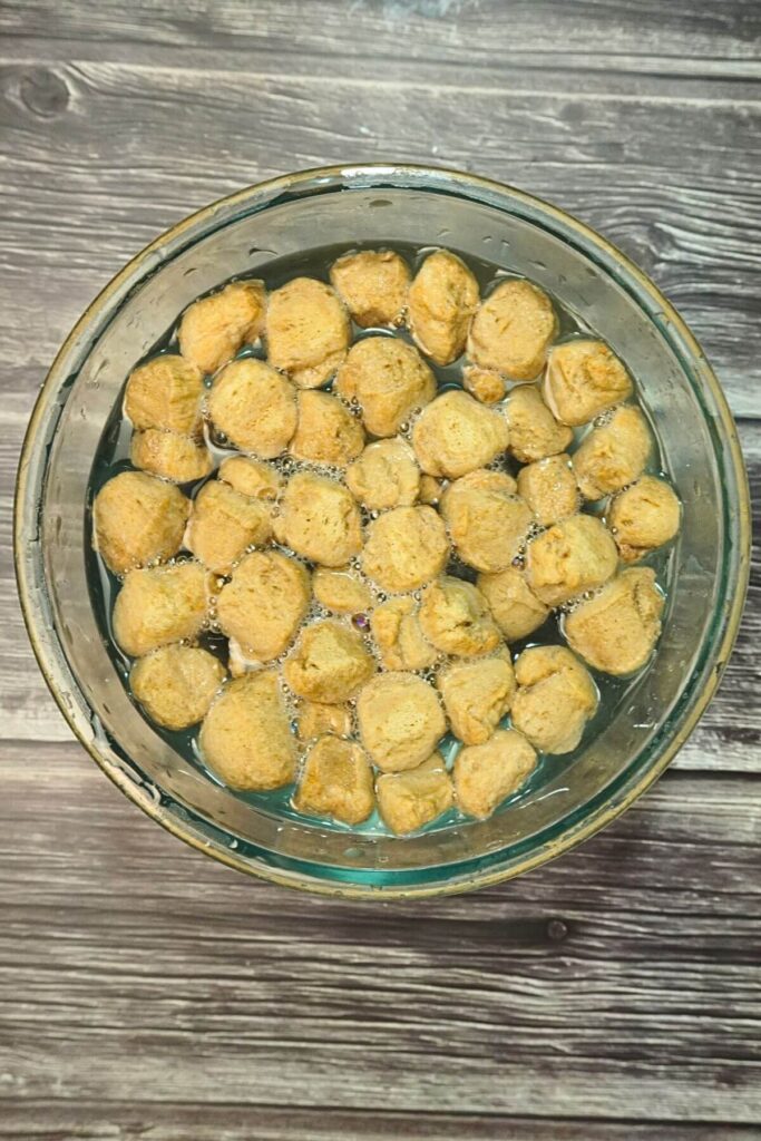 soy chunks soak in water