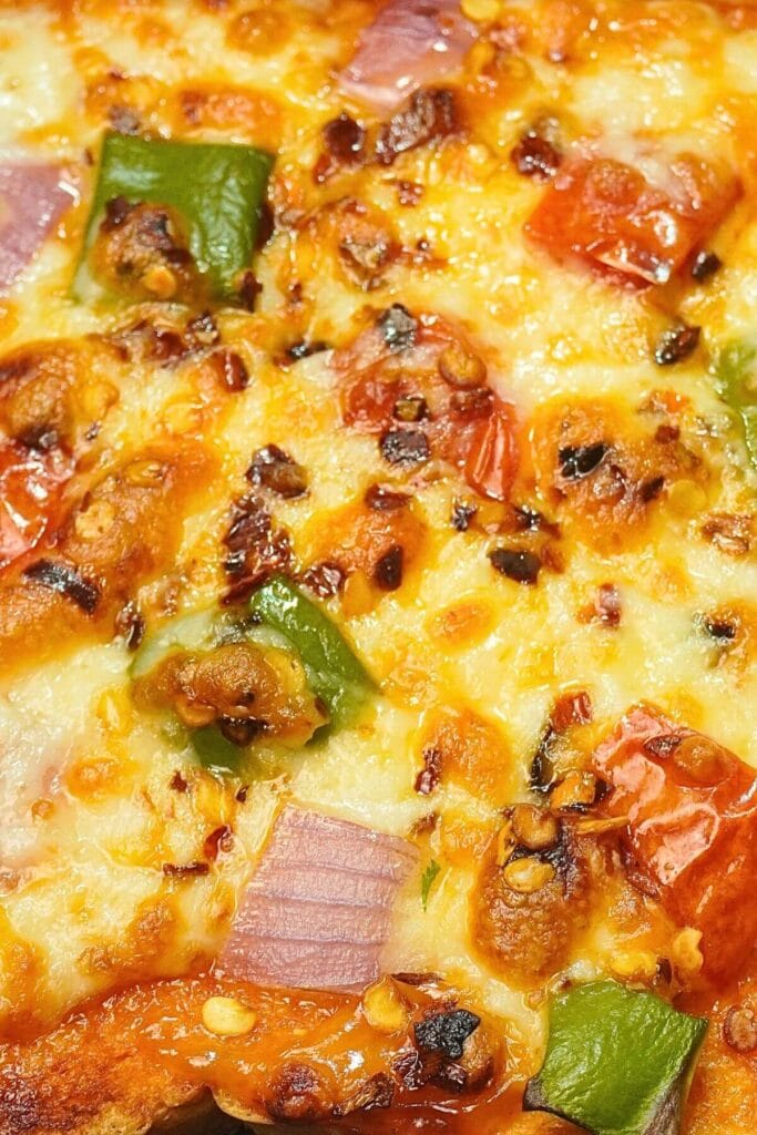 cheesy air fryer pizza toast final cooked