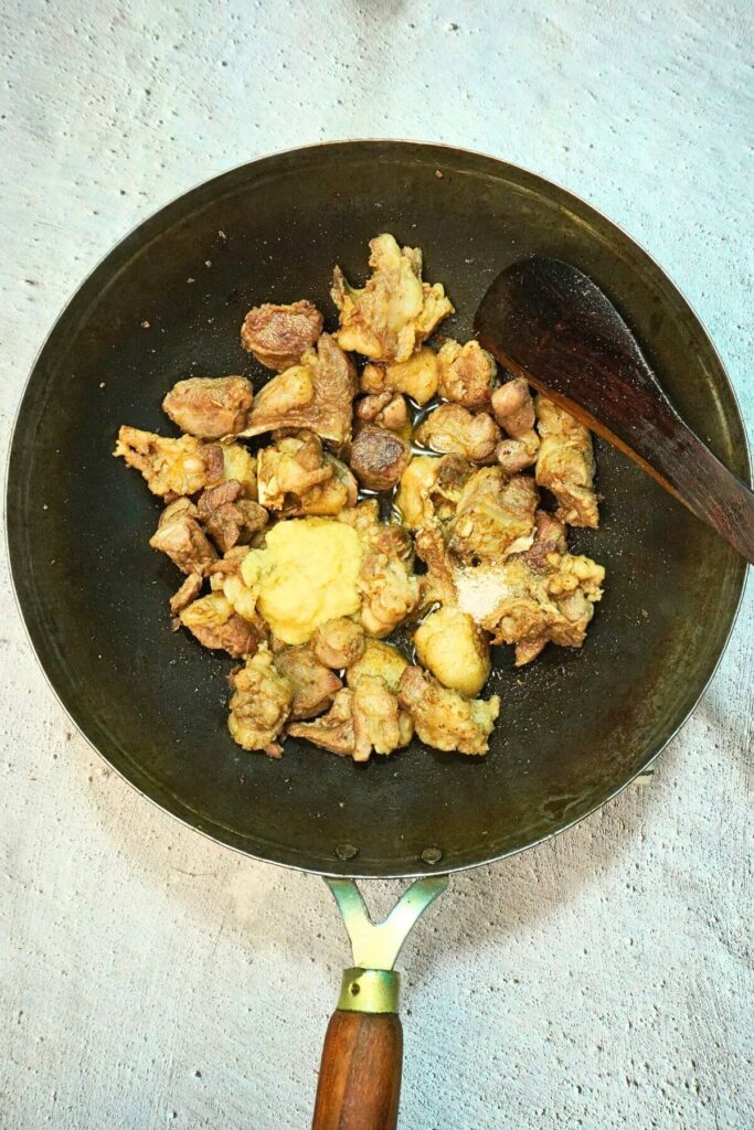 mutton kadhai add ginger garlic paste