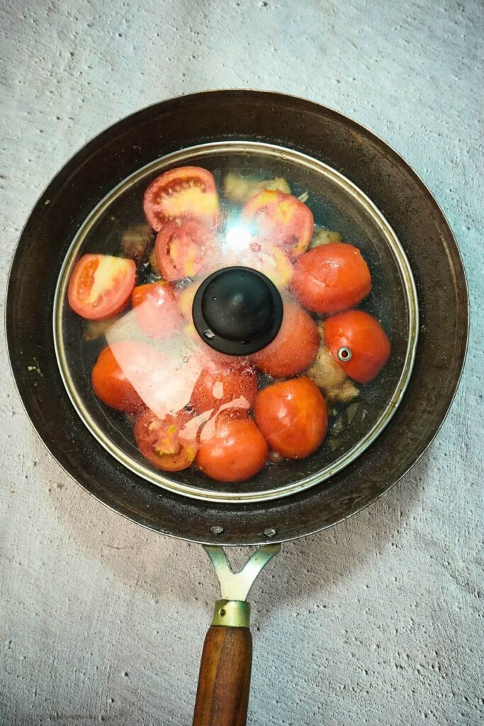 mutton kadhai cover tomatoes