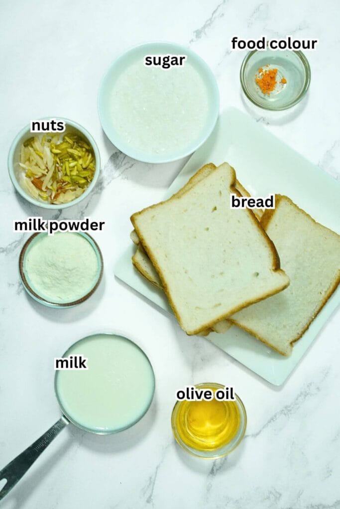 Homemade Shahi Tukda Toast Recipe ingredients