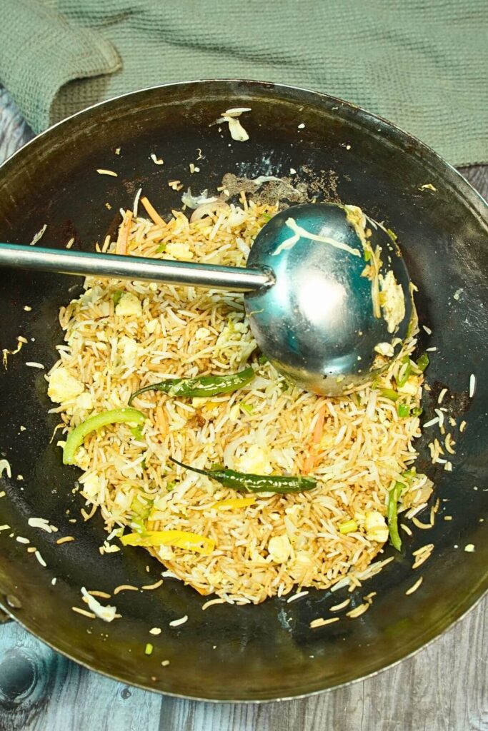 egg rice fry mix well