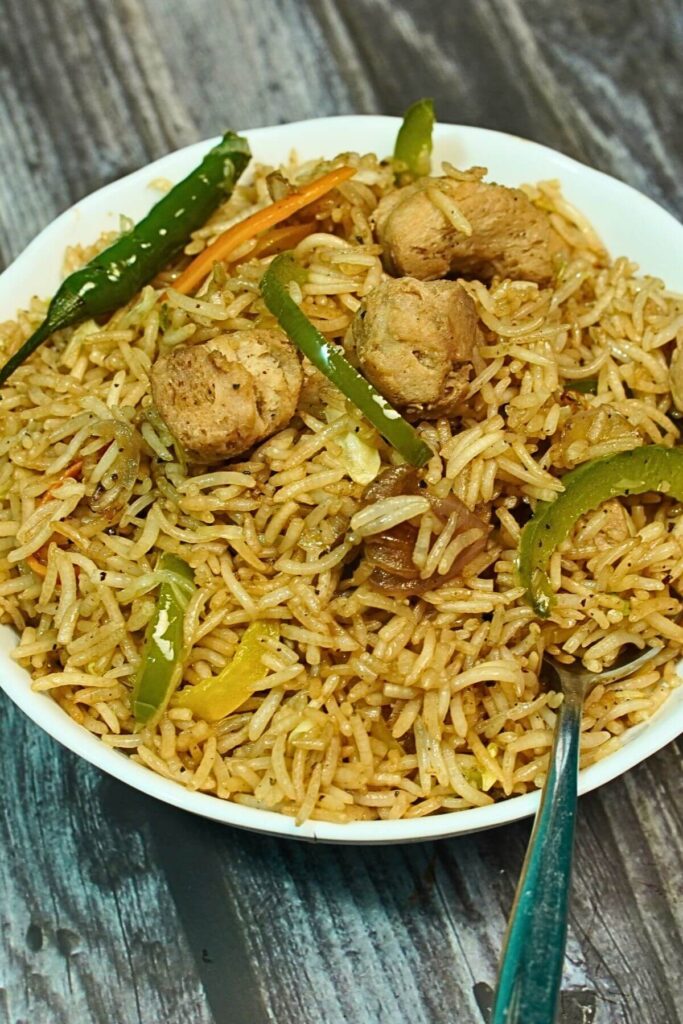 soya chunks rice fry serving