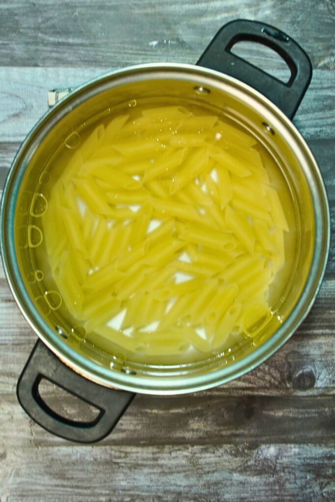 white cheesy pasta boiled