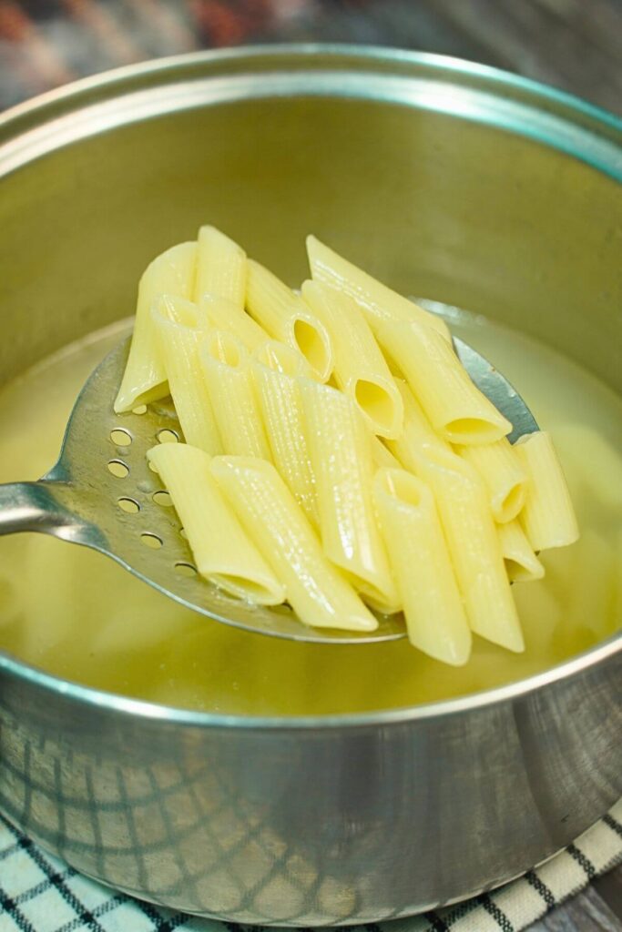 white cheesy pasta cooked