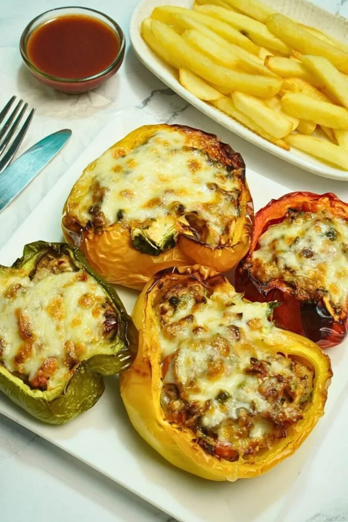 Air Fryer Stuffed Bell Peppers With Chicken