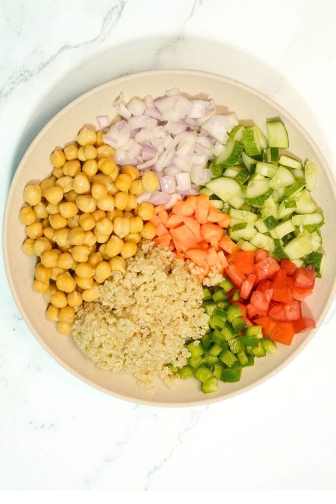 Quinoa Chickpea Salad Recipe add all ingredients