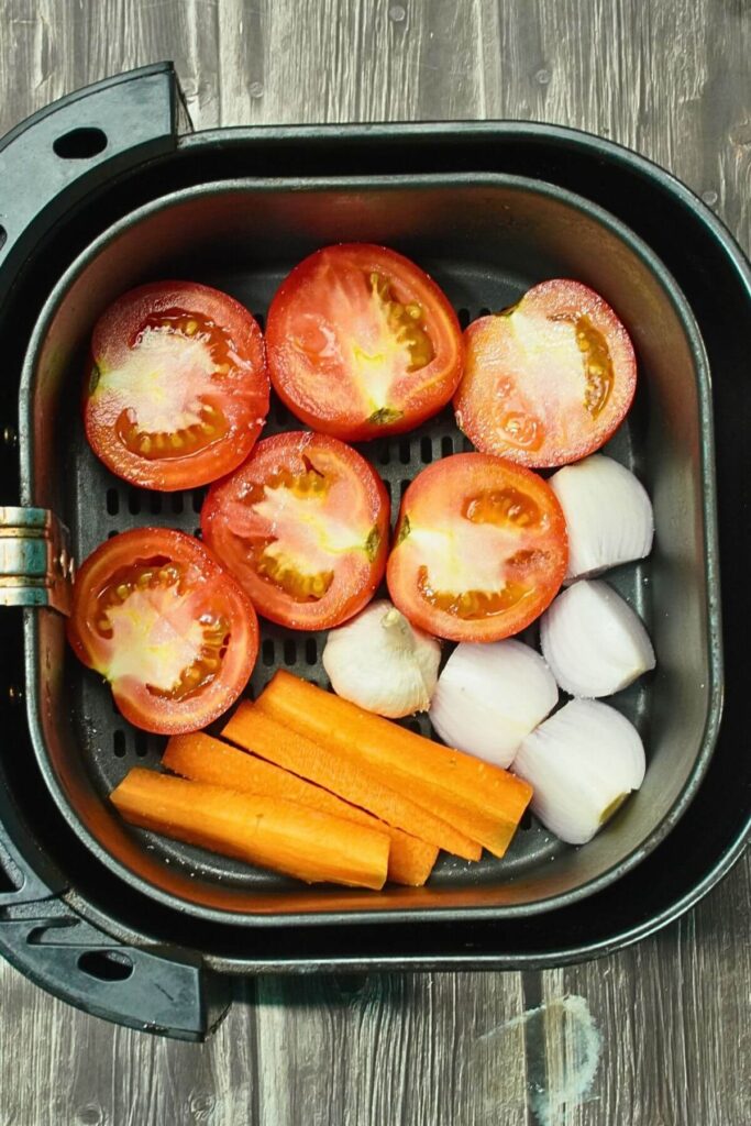 roasted tomatoes soup in airfryer add in basket