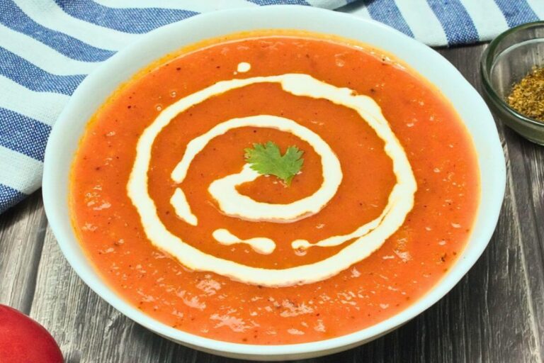 roasted tomatoes soup in airfryer feature image